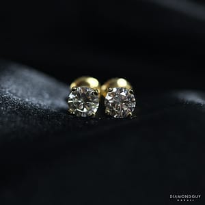 1.3g 14KYG 1.03ctw DIAMOND EARRINGS PIERCED SCREWBACKS