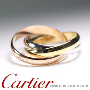 Authentic Trinity De Cartier 18k White Yellow & Pink Gold Ring Size 3.75 w/ Cert