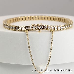 4ctw Diamond Half Bezel Channel Set 18.5g 14K Yellow Gold Tennis Bracelet