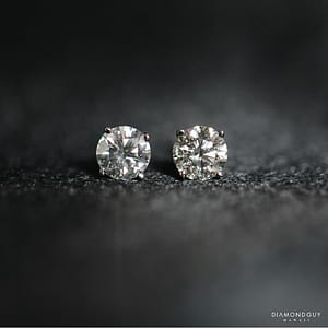 1g 14KWG 0.97ctw ROUND BRILLIANT DIAMOND SCREWBACK EARRINGS
