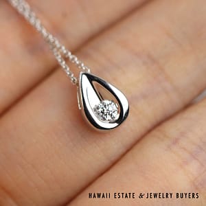 0.15ct Diamond SI/GH Adjustable 14K White Gold Pendant 18” Chain
