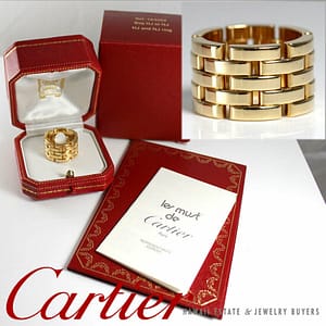 Cartier Maillon Panthere 5 Row 13mm 18K Yellow Gold Ring Size 6.5 w/ Cert & Box