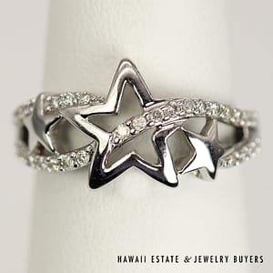 0.25ctw Diamond Shooting Star Motif 14K White Gold Ring Size 6