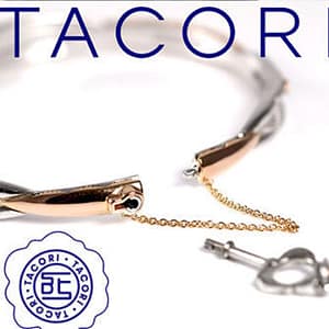 Tacori Promise Bracelet 18k Rose Gold and Silver 7" Lock and Key Bangle
