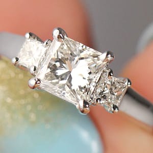 1.51CTW Princess Cut 3 Stone Platinum Engagement Ring