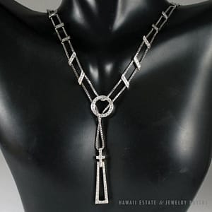 1.23CTW Natural Diamond Geometric 18K White Gold Necklace 16.5"