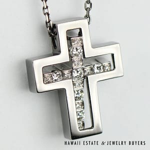 Damiani 3.35ctw Diamond Belle Epoque 18K Black Gold Cross Necklace 22"