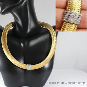 Roberto Coin Diamond 18k Two-Toned Primavera Weave Choker Necklace