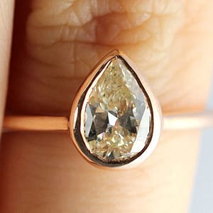 1.03CT Fancy Yellow Diamond Bezel Rose Gold Ring