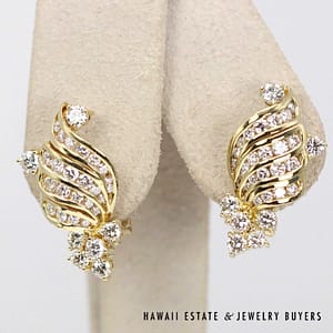 10.2g 18KYG 2ctw Diamond Earring with Omega Clips