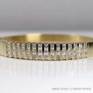 3CTW VVS Diamonds 14k Yellow Gold Hinged Bangle Bracelet