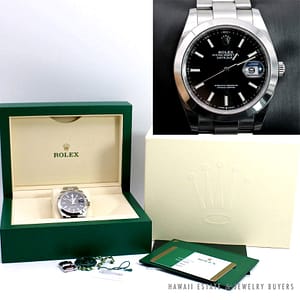 2020 Rolex Datejust 126300 Black Dial SS Watch With Box, Card, Tag & Extra Links