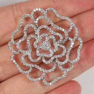 1.71CTW Diamond "Peony" Flower 18K White Gold Pendant