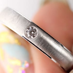 Men's 0.10CT Diamond Hearts on Fire 18K White Gold Ring Size 9.5