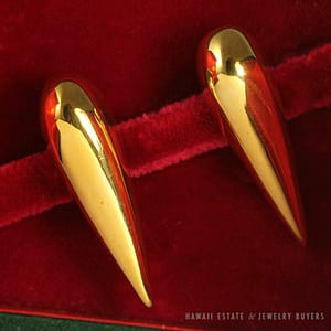 Vintage Vesco 18K Yellow Gold Spike Clip Earrings w/ Box