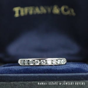 Tiffany & Co 0.35ctw Diamond Channel Set Platinum Ring Size 4.5 with Box, 4.6g