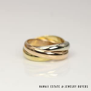 Authentic Cartier Trinity 3-Tone Gold Ring Size 50