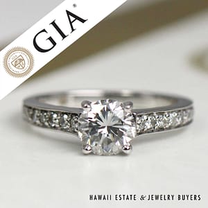 GIA 1.00ct Round Brilliant Cut Diamond 18k White Gold Engagement Ring Size 4.5