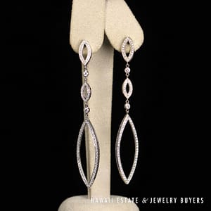 Adeler 3CTW Natural Diamond Drop 18K White Gold Earrings 3.25"