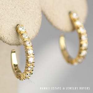 3.4g 10KYG 0.70ctw HI I2 Diamond Hoop Earrings