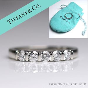 Tiffany & Co. 5 Stone Diamond 0.55CTW F VS Platinum Wedding Band Ring Size 6.25 w/ Pouch