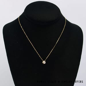 2.1g 14KYG 0.33ct LM SI1 Diamond Bezel Necklace 16"