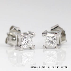 1.5g Plat 0.50ctw SI1/GH Princess Cut Diamond Earrings