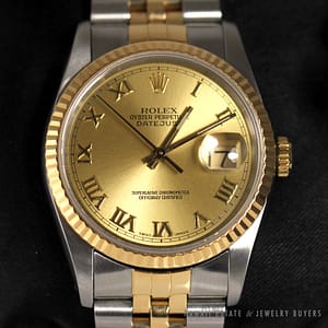 Rolex Datejust 36mm 18K Yellow Gold Stainless Steel Numeral Watch w/ Box & Papers