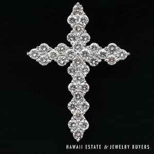 3.1g 18KWG 2.11ctw VS2-SI1 CLARITY FG COLOR DIAMOND CROSS PENDANT MEASURES 35X26