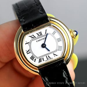 Cartier Ellipse PM OJ S/BB 18K Yellow Gold Alligator Strap Wrist Watch w/ Pouch & Warranty Receipts