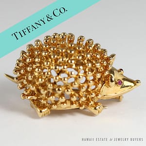 Tiffany & Co. Rare Vintage Schlumberger 18K Yellow gold Hedgehog pin