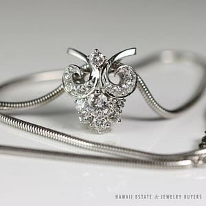 Diamond Fleur Di Lis 18K White Gold Pendant & Necklace