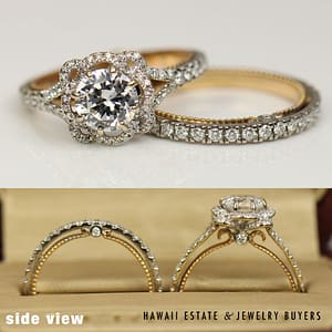 Verragio 18K White Rose Gold 0.60ctw Semi-Mount Wedding Engagement Ring and Band Setting with Box and Receipt Size 6.25