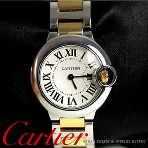 Cartier Ballon Bleu 18k Yellow Gold Stainless Steel 28mm Ladies Watch w/ Pouch