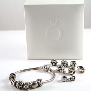 Pandora Charm Bracelet with 13 Pandora Charms Sterling Silver w/ Box