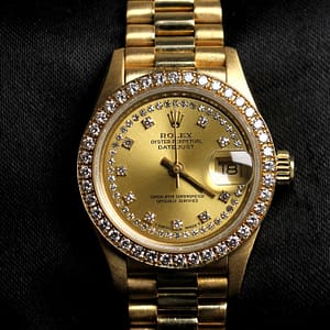 Rolex Ladies President 25mm 69138 Datejust Factory Diamond 18k Yellow Gold Watch
