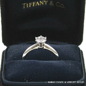 Tiffany & Co. 0.53CT Round Brilliant Platinum Solitaire Engagement Ring w/ Certificate