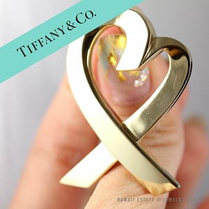 Tiffany & Co. Paloma Picasso Loving Heart 18k Yellow Gold Brooch