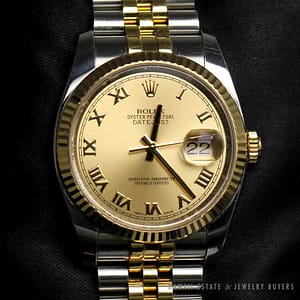 Rolex Men's Datejust 35mm 116233 Two Toned 18K/SS Numeral Watch w/ Box & Papers