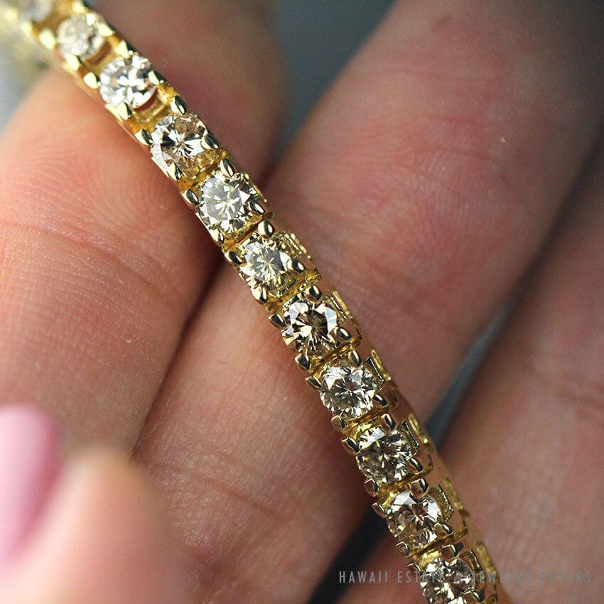 4.6CTW Diamond 14k Yellow Gold Tennis Bracelet - Image 2