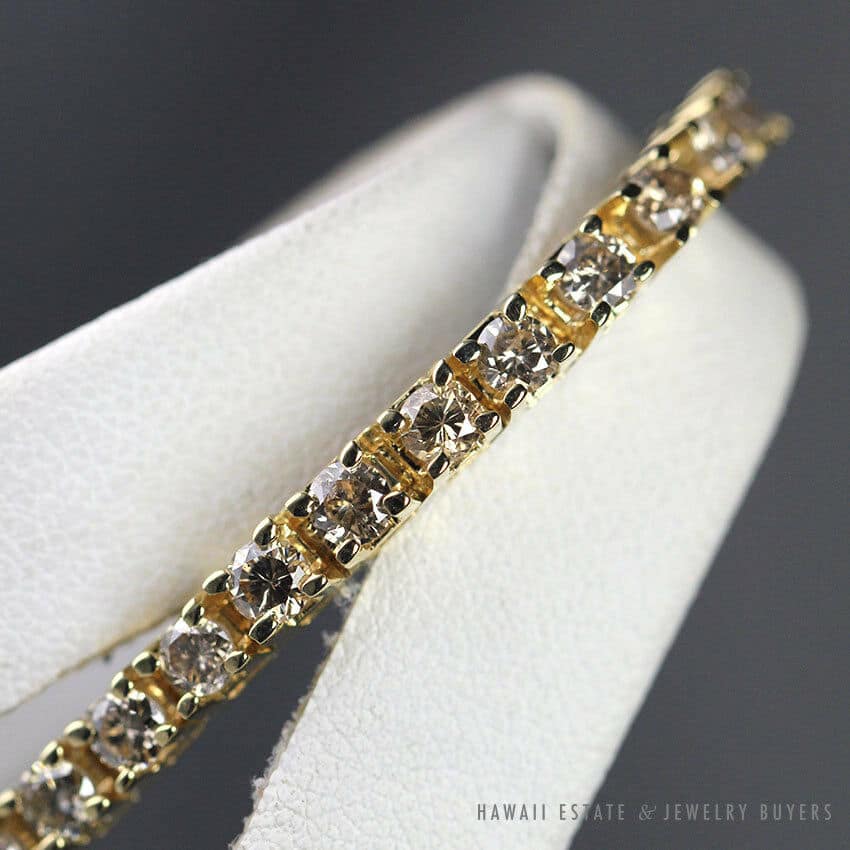 4.6CTW Diamond 14k Yellow Gold Tennis Bracelet - Image 3