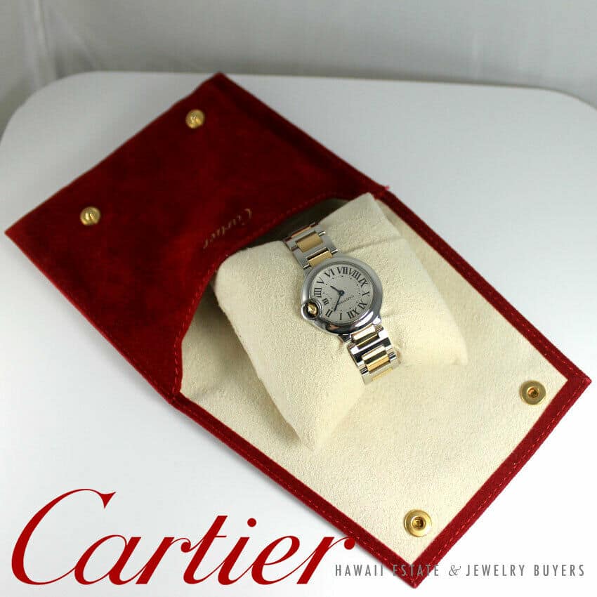 Cartier Ballon Bleu 18k Yellow Gold Stainless Steel 28mm Ladies Watch w/ Pouch - Image 3